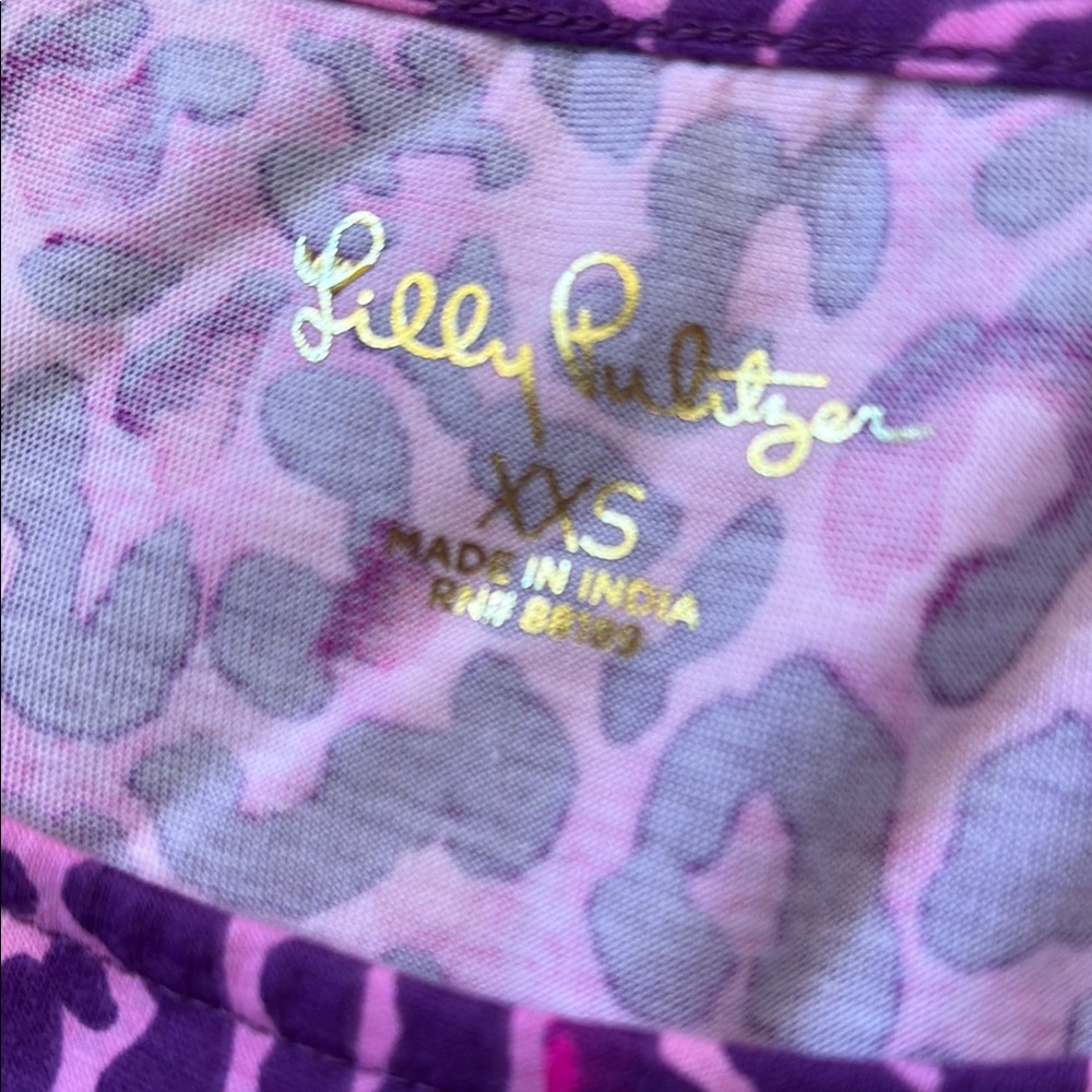 Lilly Pulitzer Jodee Swing Purple and White Puff Sleeve Sundress Leopard Print - Picture 4 of 8
